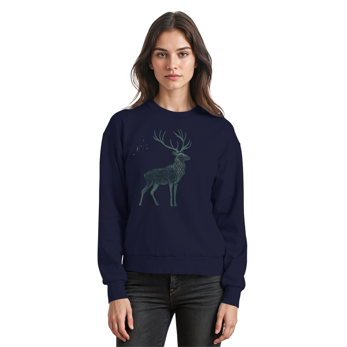 Arvenzo Mist Crown navy sweatshirt with a front design, made of soft fabric, casual style, and comfortable fit.