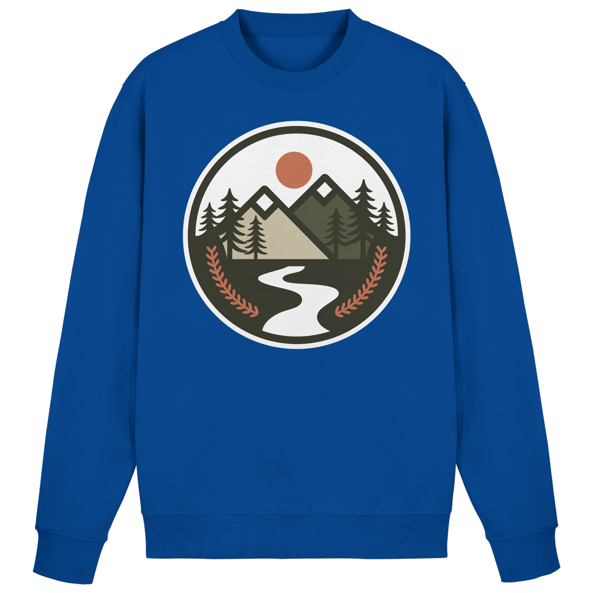 Royal blue Arvenzo Open Ground sweatshirt front view showing a casual, comfortable fit with a ribbed neckline and cuffs.