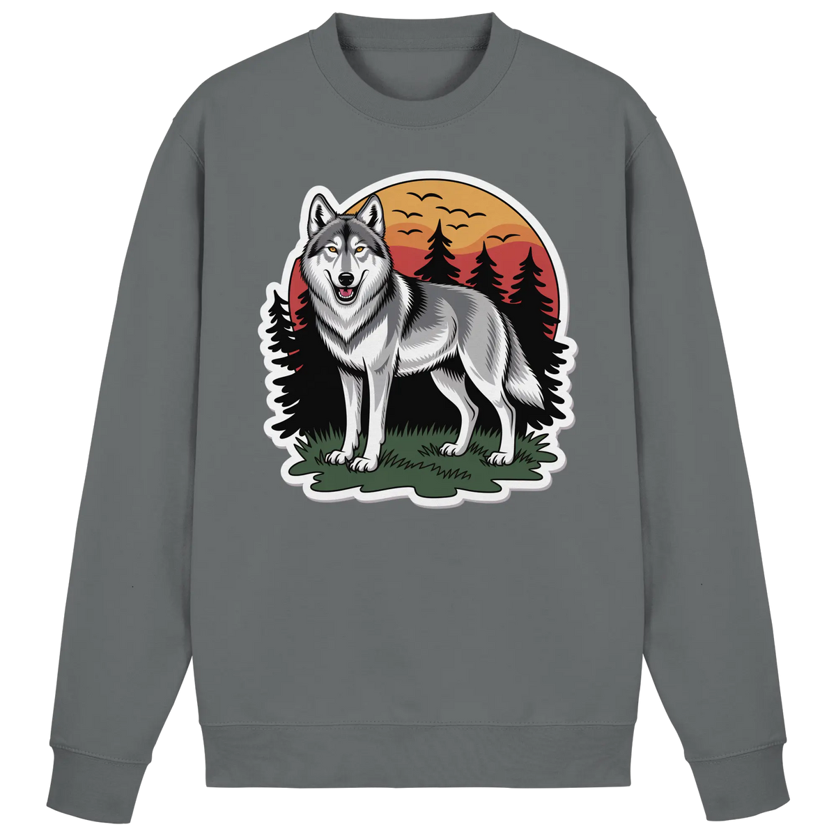 Arvenzo Lone Dusk sweatshirt in steel grey, front view showing a simple, solid-colored casual sweatshirt with a round neckline.