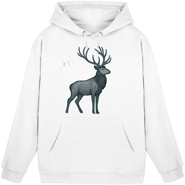 Mist Crown hoodie in Arctic White with a stag deer – Arvenzo