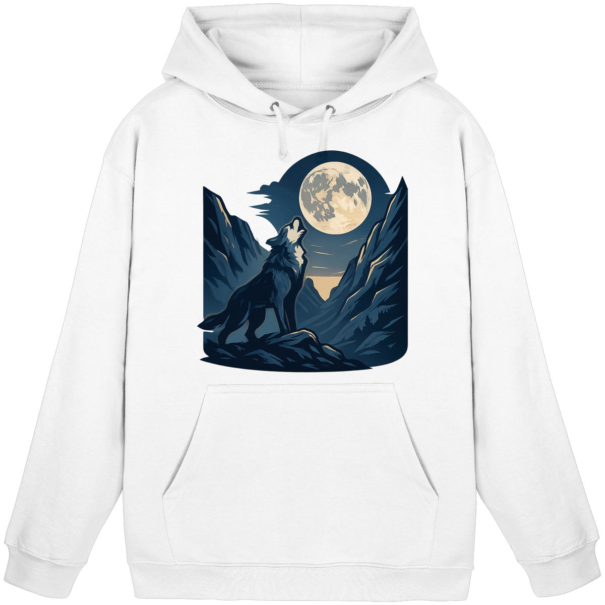 Unisex silver Howl hoodie by Arvenzo in Arctic White, front view showing simple design and comfortable fit.