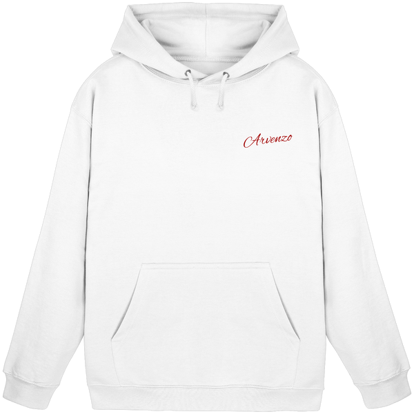 Pure Ground hoodie in Arctic White with a small Arvenzo script logo on the chest – Arvenzo
