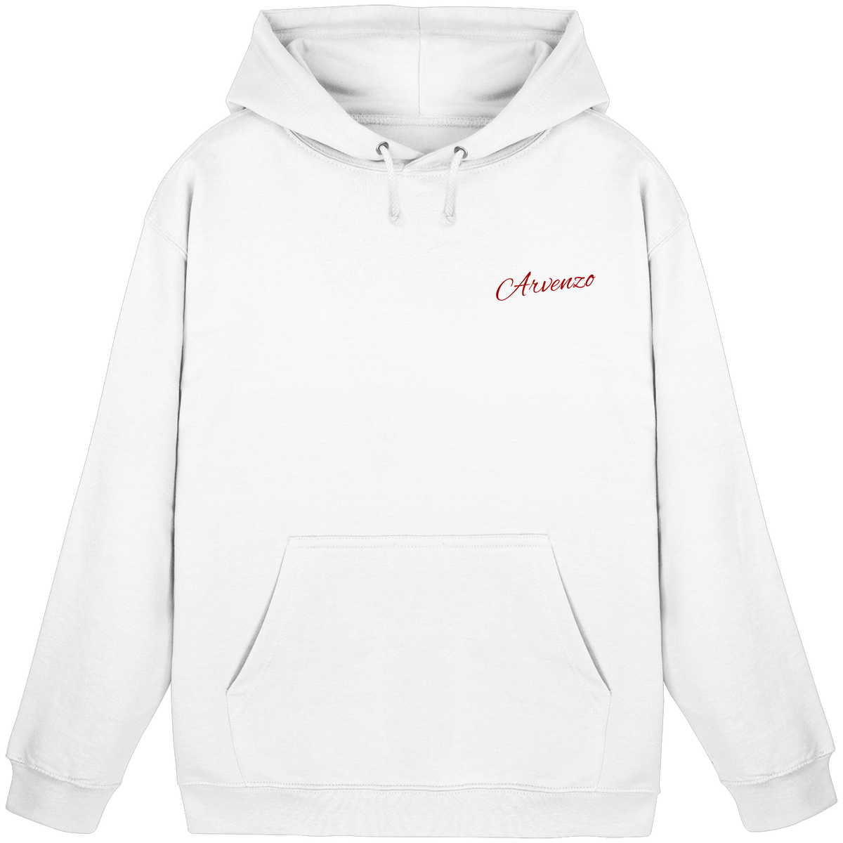 Unisex Arctic White Pure Ground Hoodie by Arvenzo, front view showing a basic pullover hoodie with a clean design.