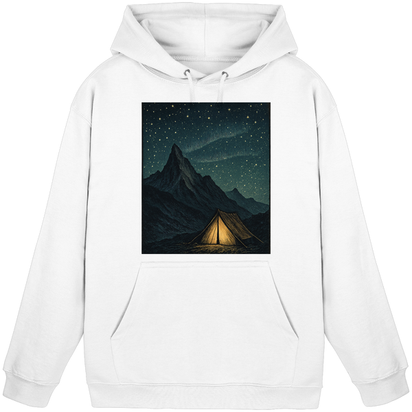 Arvenzo North Light Hoodie in Arctic White, front view, unisex casual hoodie with a simple design and comfortable fit.