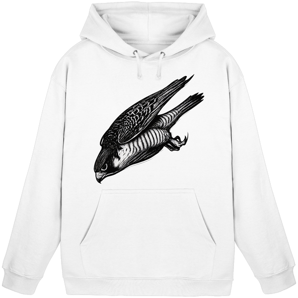 Swift Dive hoodie in Arctic White with a diving falcon – Arvenzo
