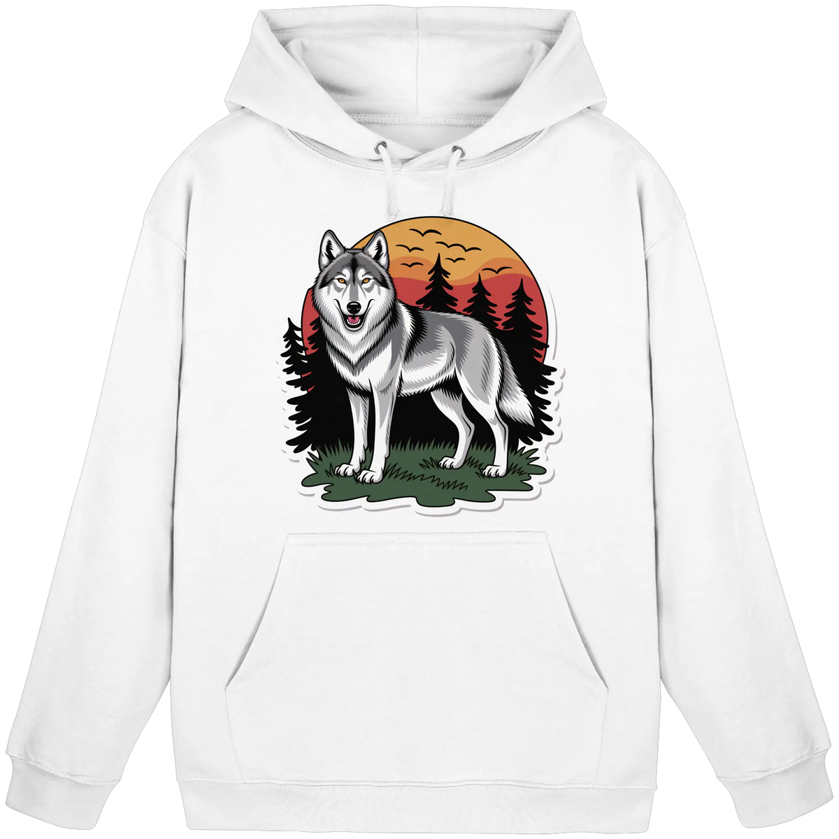 Arvenzo Lone Dusk unisex hoodie in Arctic White, front view showing soft fabric and classic hoodie design.