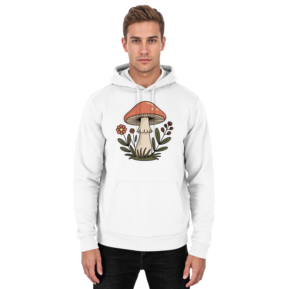 Arvenzo Still Roots unisex hoodie in Arctic White, front view showcasing a simple, cozy design and soft fabric.