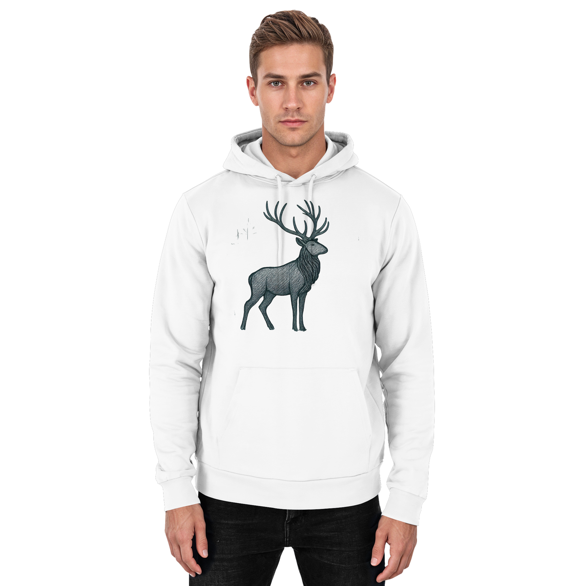 Arvenzo Mist Crown Hoodie in Arctic White, unisex front view showing classic hoodie design with a subtle crown graphic.