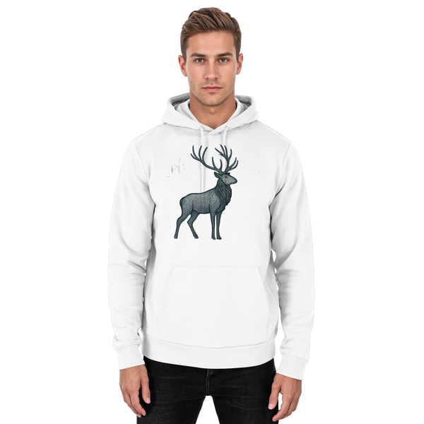 Mist Crown hoodie in Arctic White with a stag deer – Arvenzo