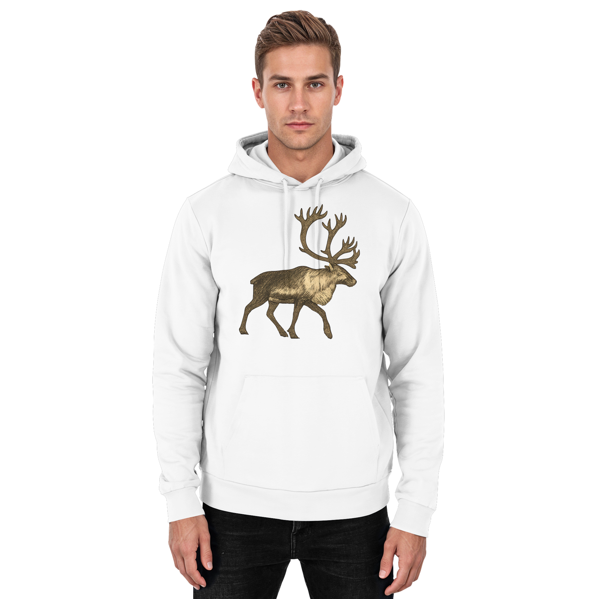 Arvenzo Tundra Walk hoodie in Arctic White, front view, unisex casual hoodie with a simple design, soft fabric, and comfortable fit.