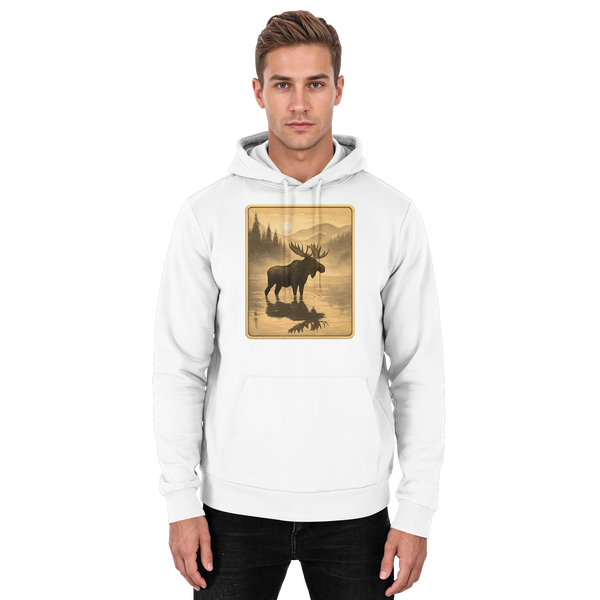 Arvenzo Calm Shore hoodie in arctic white, front view, unisex design, soft fabric, casual style, basic hoodie for everyday wear