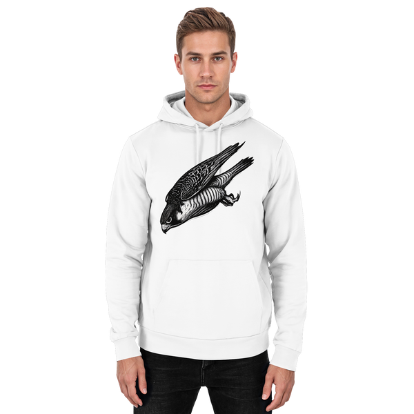 Swift Dive hoodie in Arctic White with a diving falcon – Arvenzo