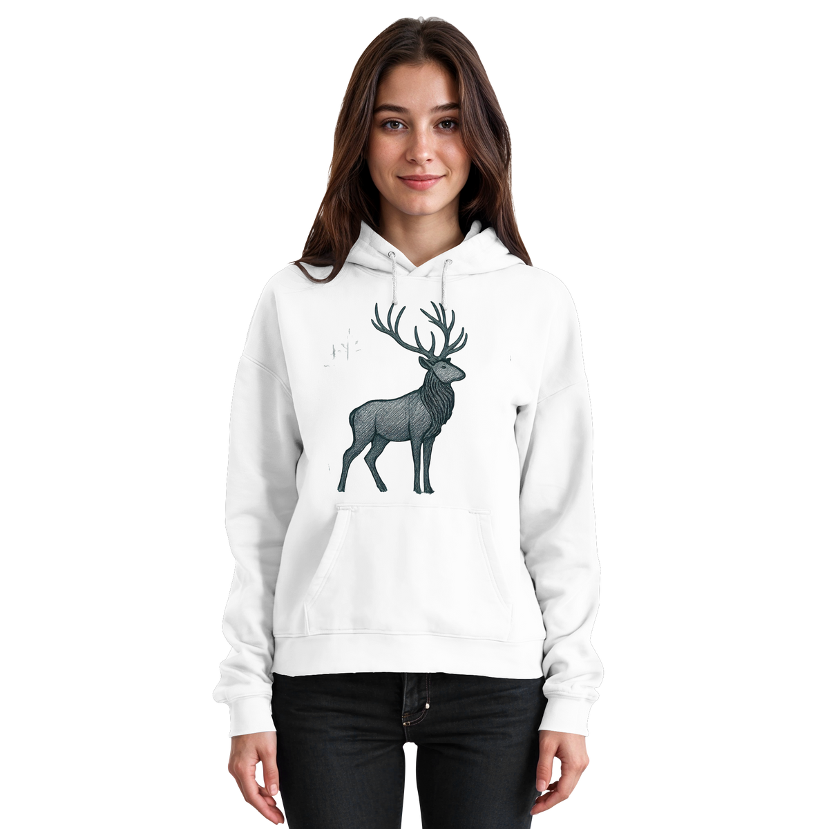 Front view of Arvenzo Mist Crown Hoodie in Arctic White, unisex casual hoodie with a simple design and comfortable fit.