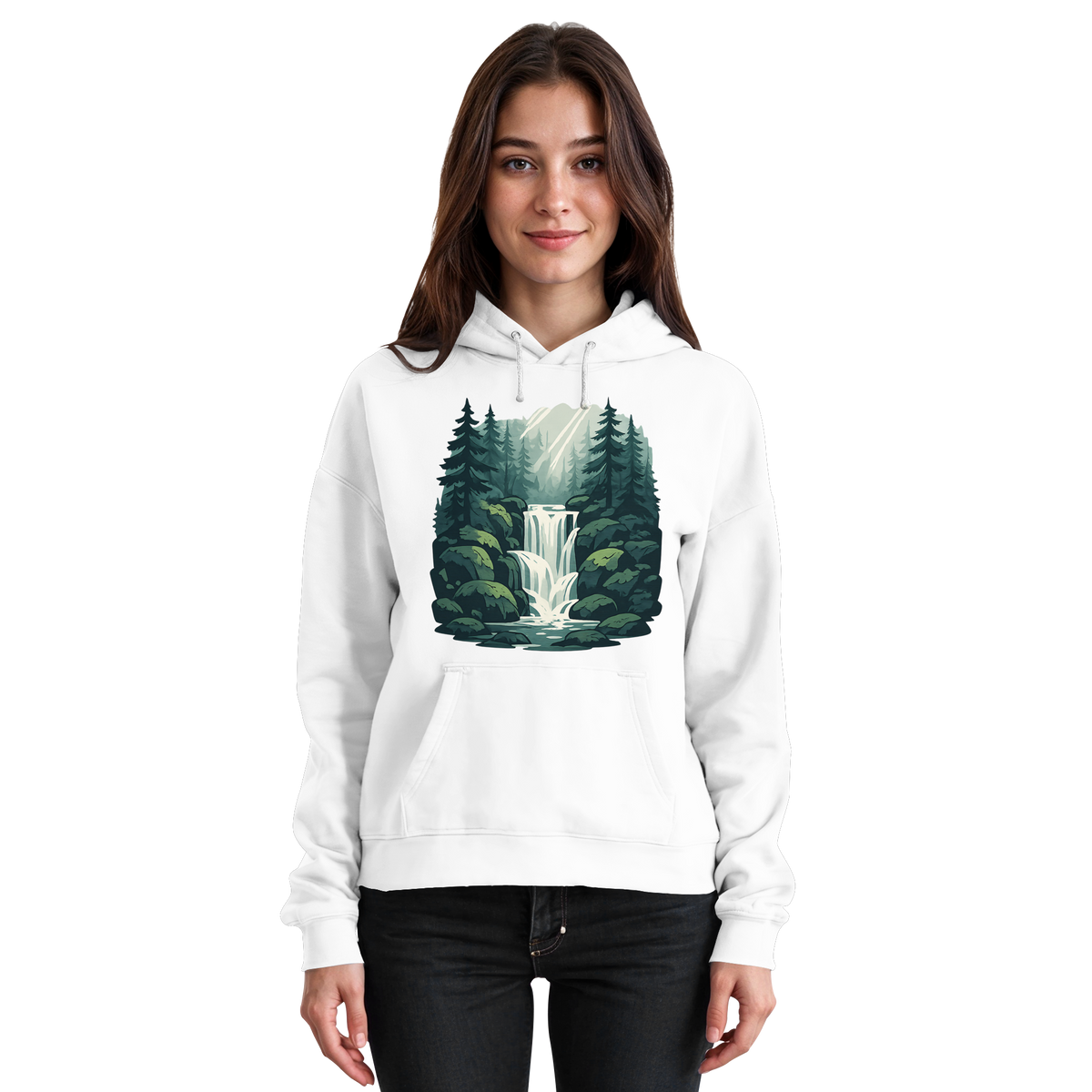 Arvenzo Fall Creek hoodie in arctic white, front view, unisex casual hoodie with a simple design and soft fabric.