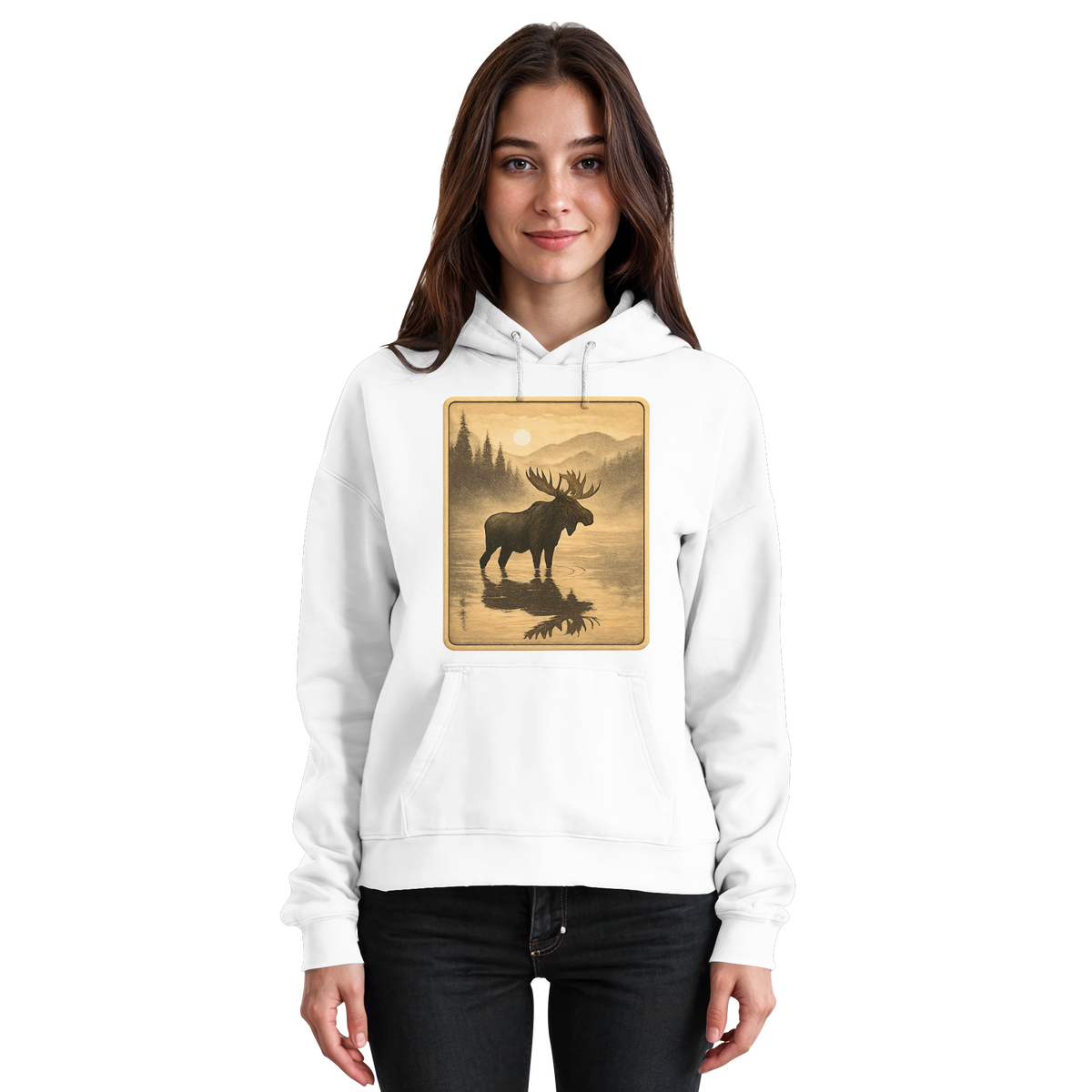 Arvenzo Calm Shore unisex hoodie in Arctic White, front view showing soft fabric and casual fit.