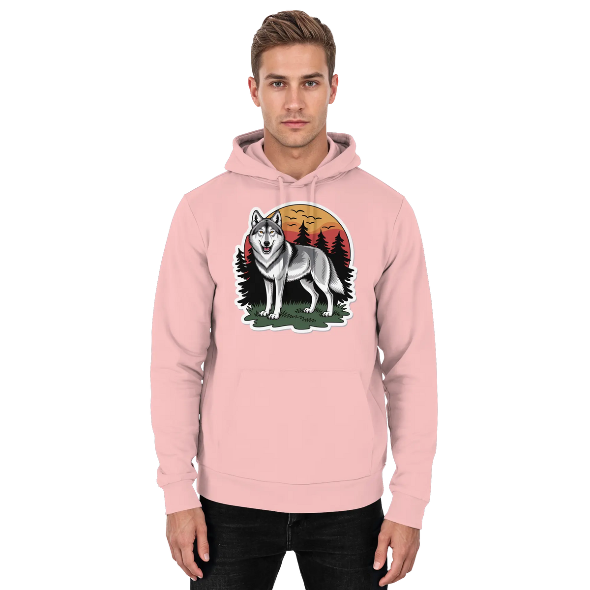 Pink unisex hoodie by Arvenzo featuring a simple front design, soft fabric, and comfortable fit for casual wear.