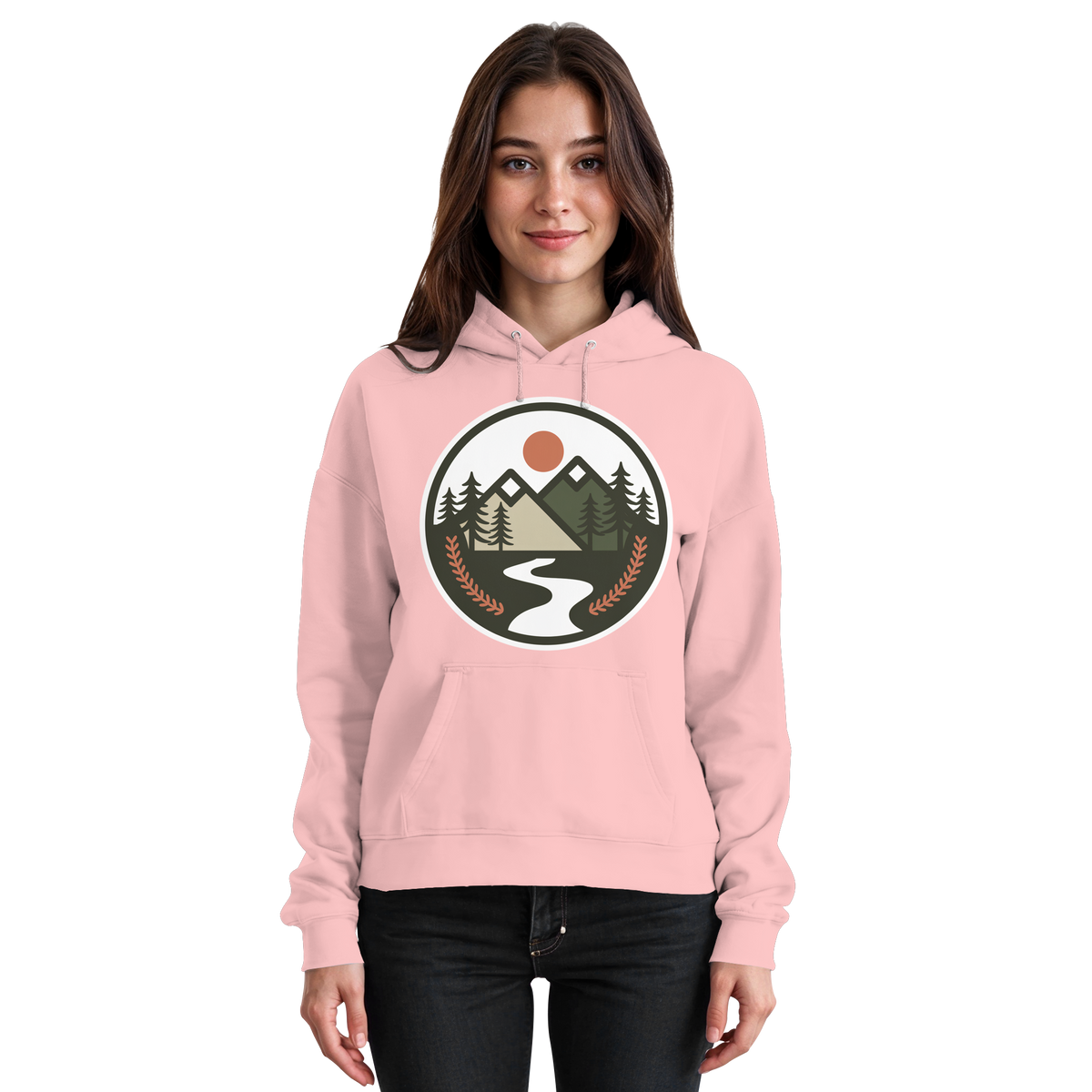 Pink unisex Open Ground hoodie by Arvenzo, featuring a front basic design and comfortable fit.