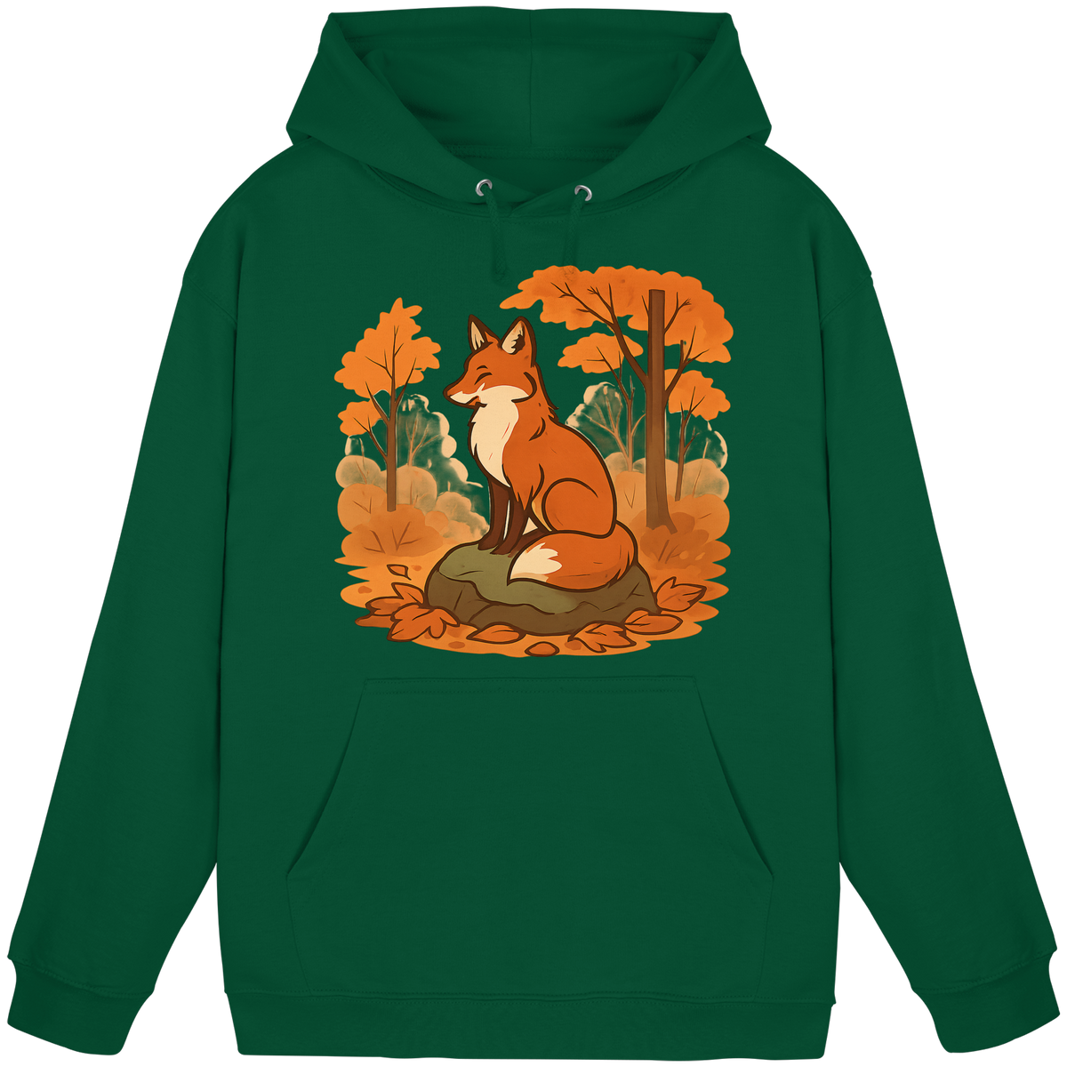 Arvenzo Ember Trail hoodie in bottle green, front view, unisex design with a casual fit and soft fabric.