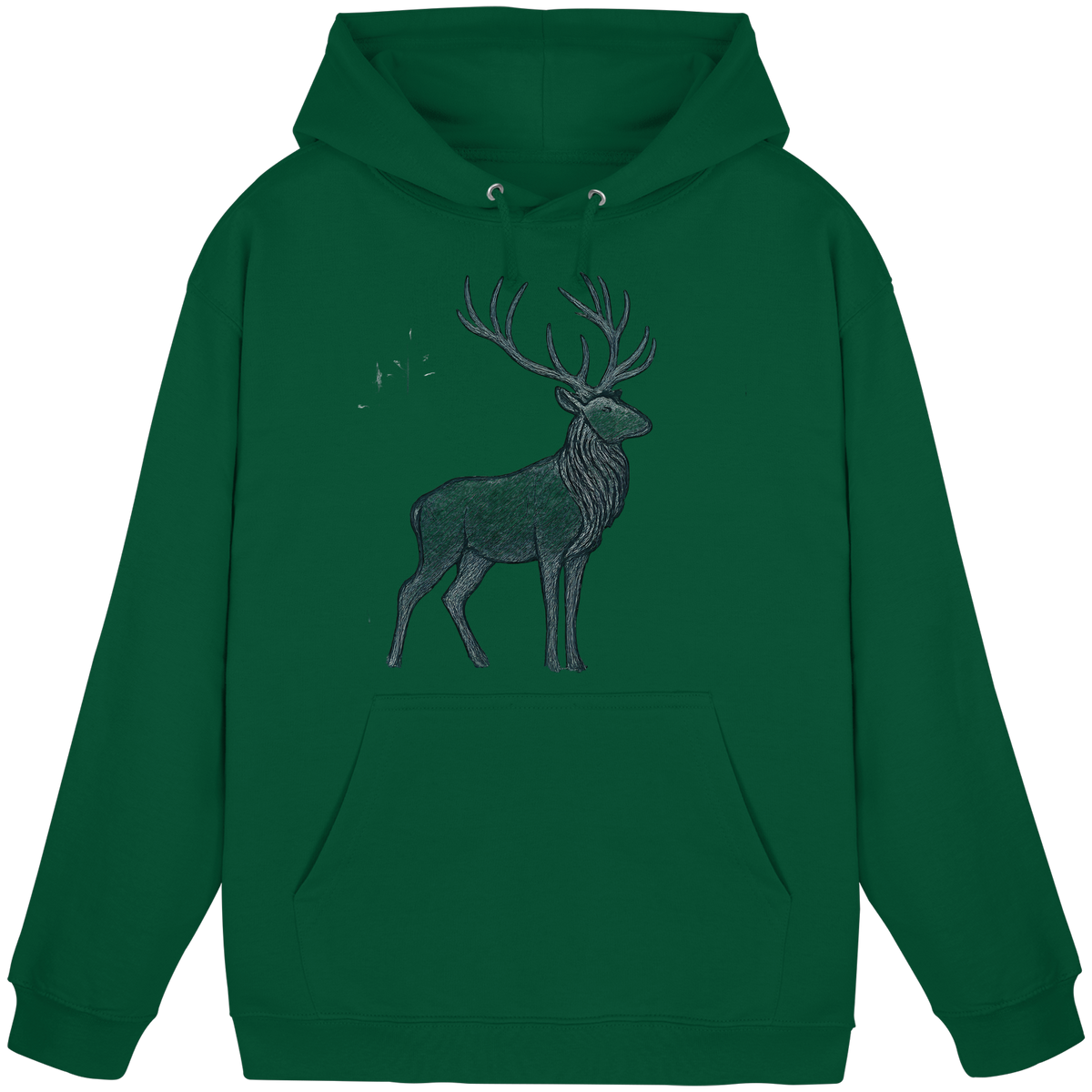 Arvenzo Mist Crown hoodie in bottle green, front view showing unisex design and basic hoodie style.