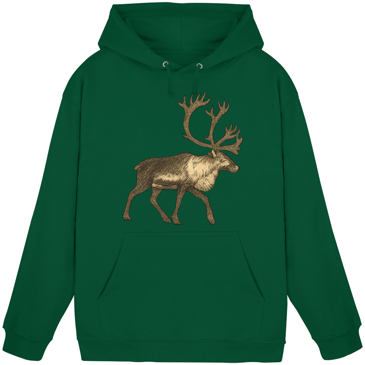 Arvenzo Tundra Walk hoodie in bottle green, front view, unisex casual hoodie with a simple design and soft fabric.
