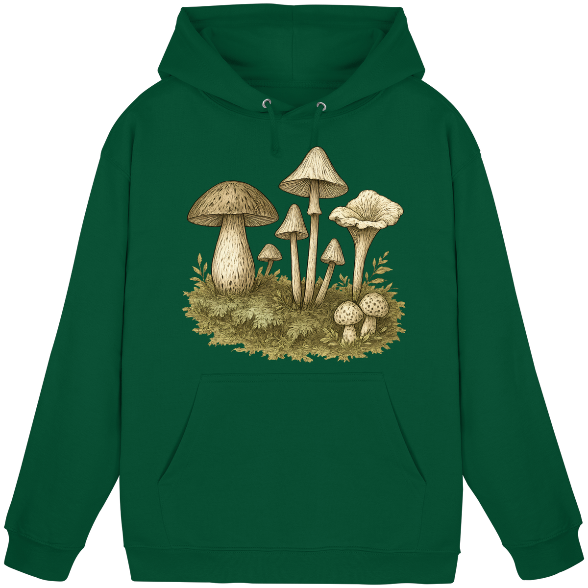 Arvenzo Forest Floor Hoodie in bottle green, unisex hoodie with a front design, casual and comfortable fit.