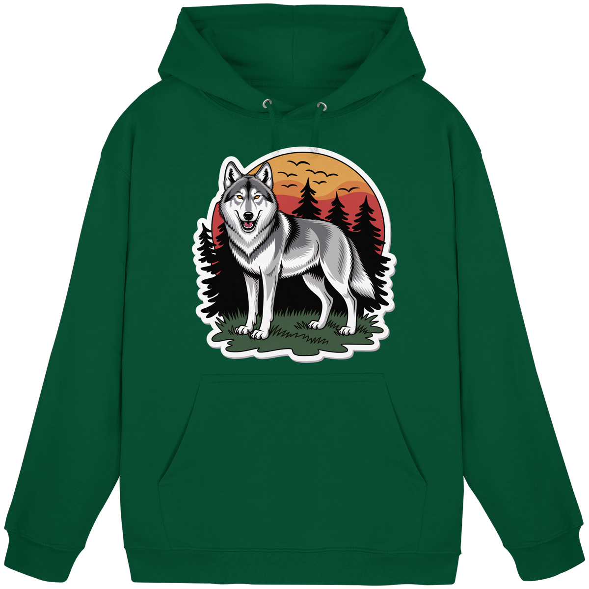 Unisex bottle green hoodie from Arvenzo with front design, casual fit, and drawstring hood on a plain background.