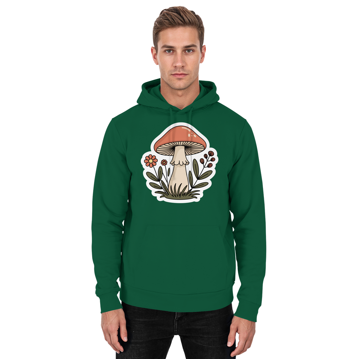 Arvenzo Still Roots unisex hoodie in bottle green, front view showing simple design and comfortable fit.