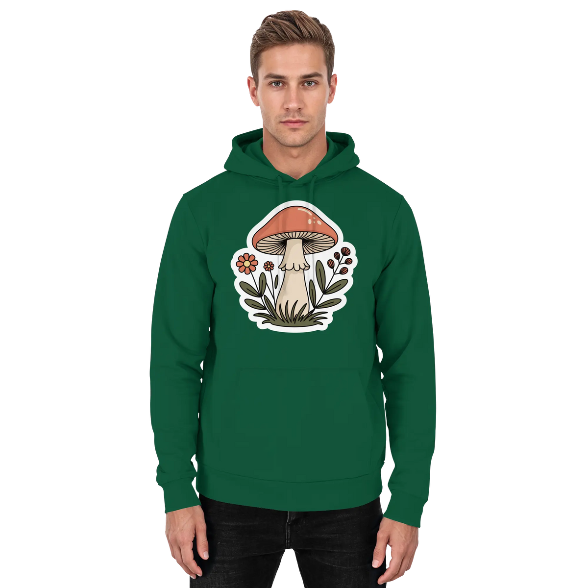 Arvenzo Still Roots unisex hoodie in bottle green, front view showing simple design and comfortable fit.