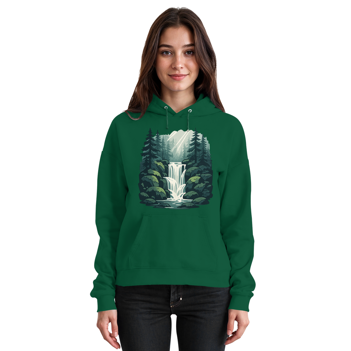 Arvenzo Fall Creek Hoodie in bottle green, unisex front view showing soft fabric and comfortable fit.