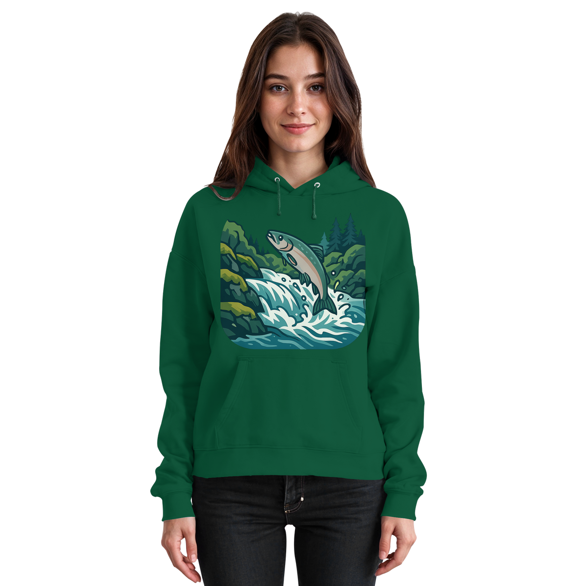 Front view of Arvenzo Silver Run Hoodie in bottle green, unisex hoodie with a simple, classic design.