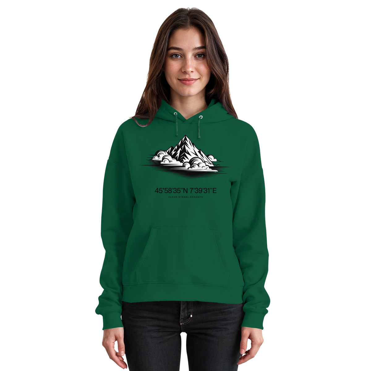 Arvenzo Summit Point Hoodie in bottle green, front view, unisex casual hoodie with a simple design.