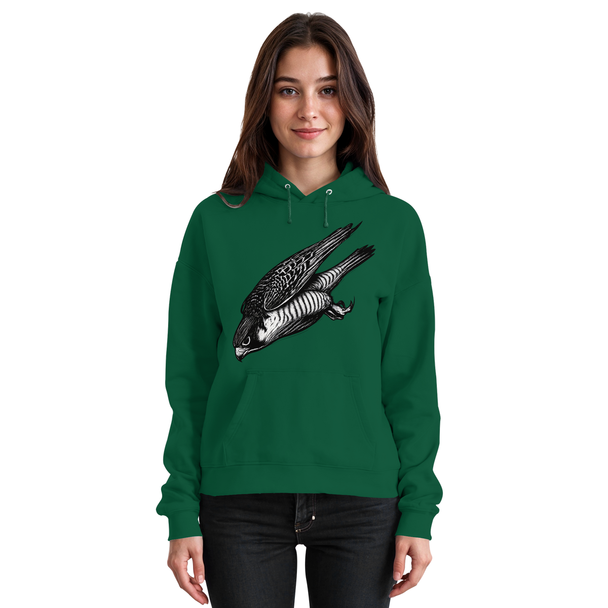 Arvenzo Swift Dive hoodie in bottle green, front view showing unisex relaxed fit and simple design, casual and comfortable style