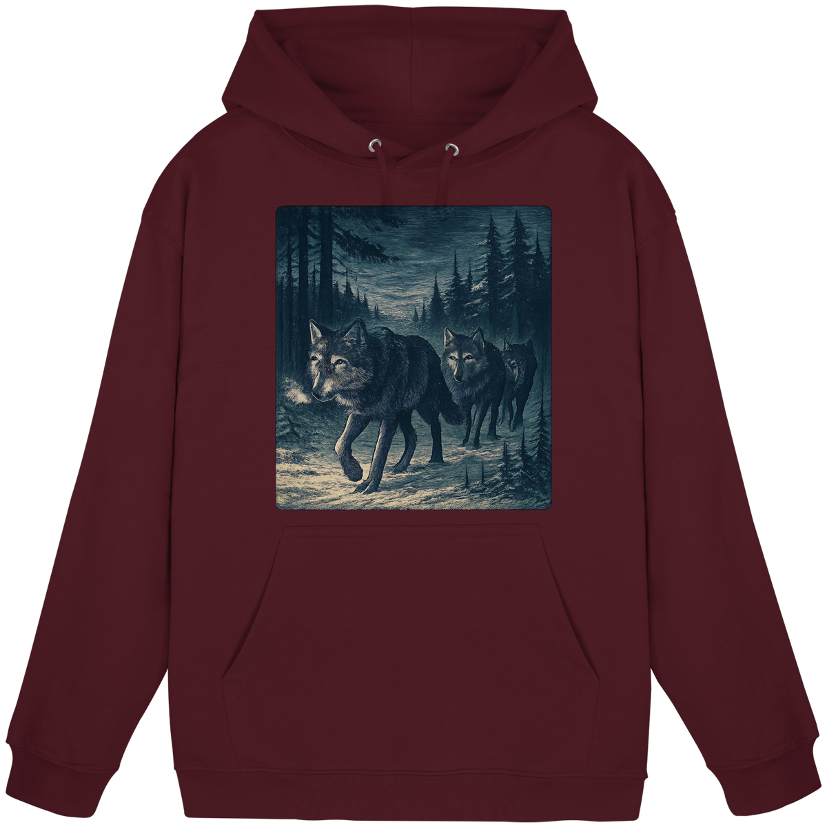 Front view of Arvenzo Pack North unisex hoodie in burgundy with a simple design and comfortable fit.