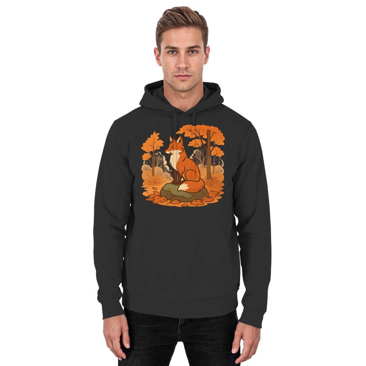 Black Arvenzo Ember Trail hoodie, front view of a unisex casual hoodie with a simple design.