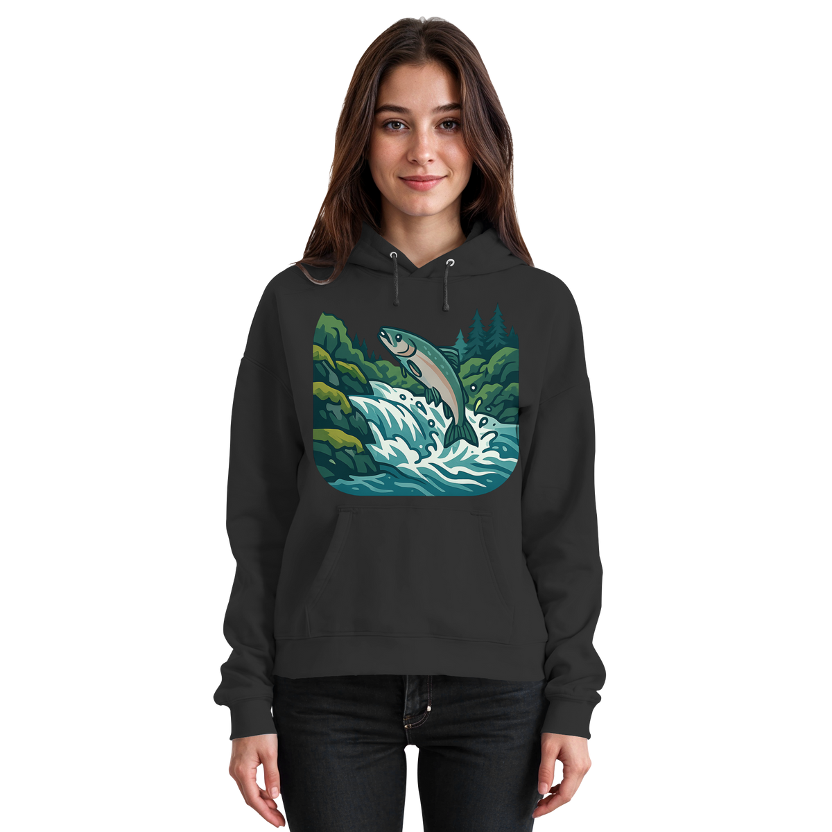Front view of Arvenzo Silver Run Hoodie in deep black, unisex design with a simple, classic hoodie style and silver accents.