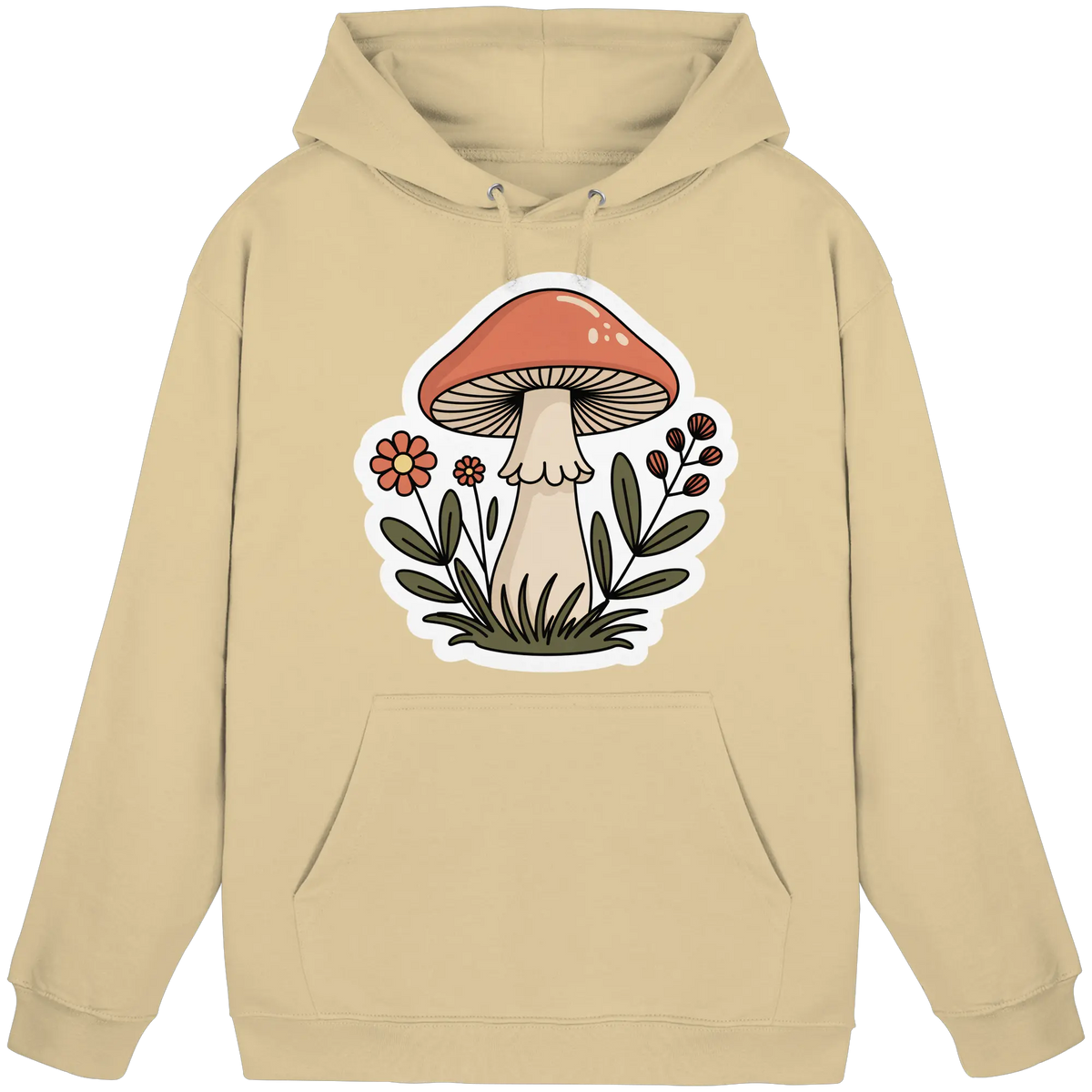Unisex Still Roots hoodie by Arvenzo in desert sand, front view showing a simple, comfortable hoodie design.