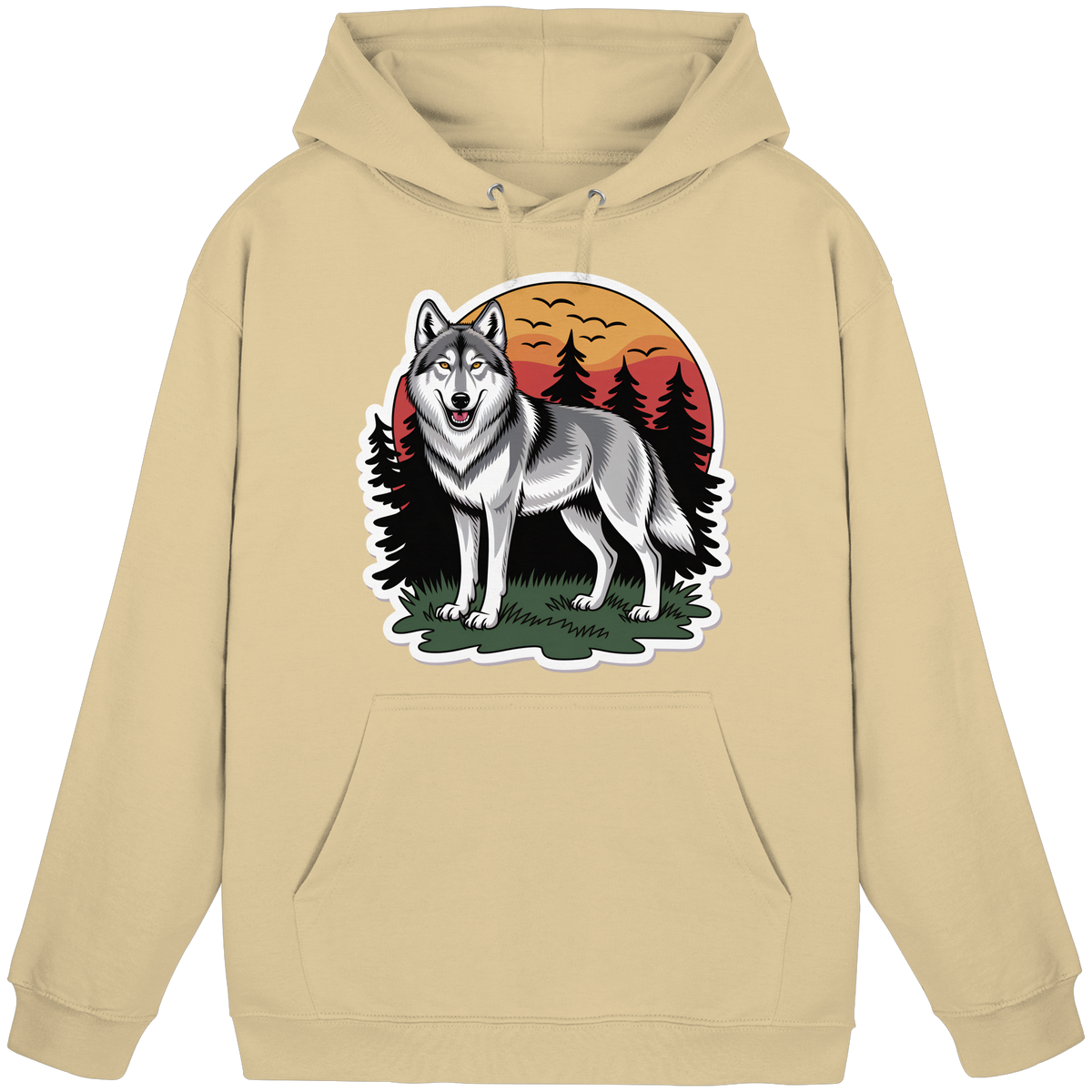 Unisex desert sand hoodie from Arvenzo with a front view, featuring a simple design and soft fabric.