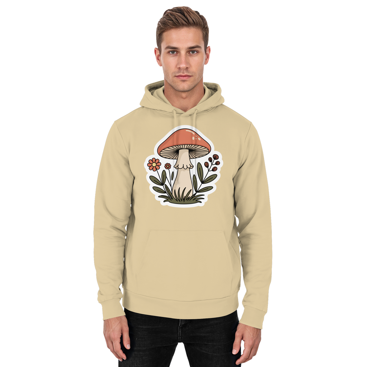 Unisex desert sand hoodie by Arvenzo with a front basic design, soft fabric, and casual fit.