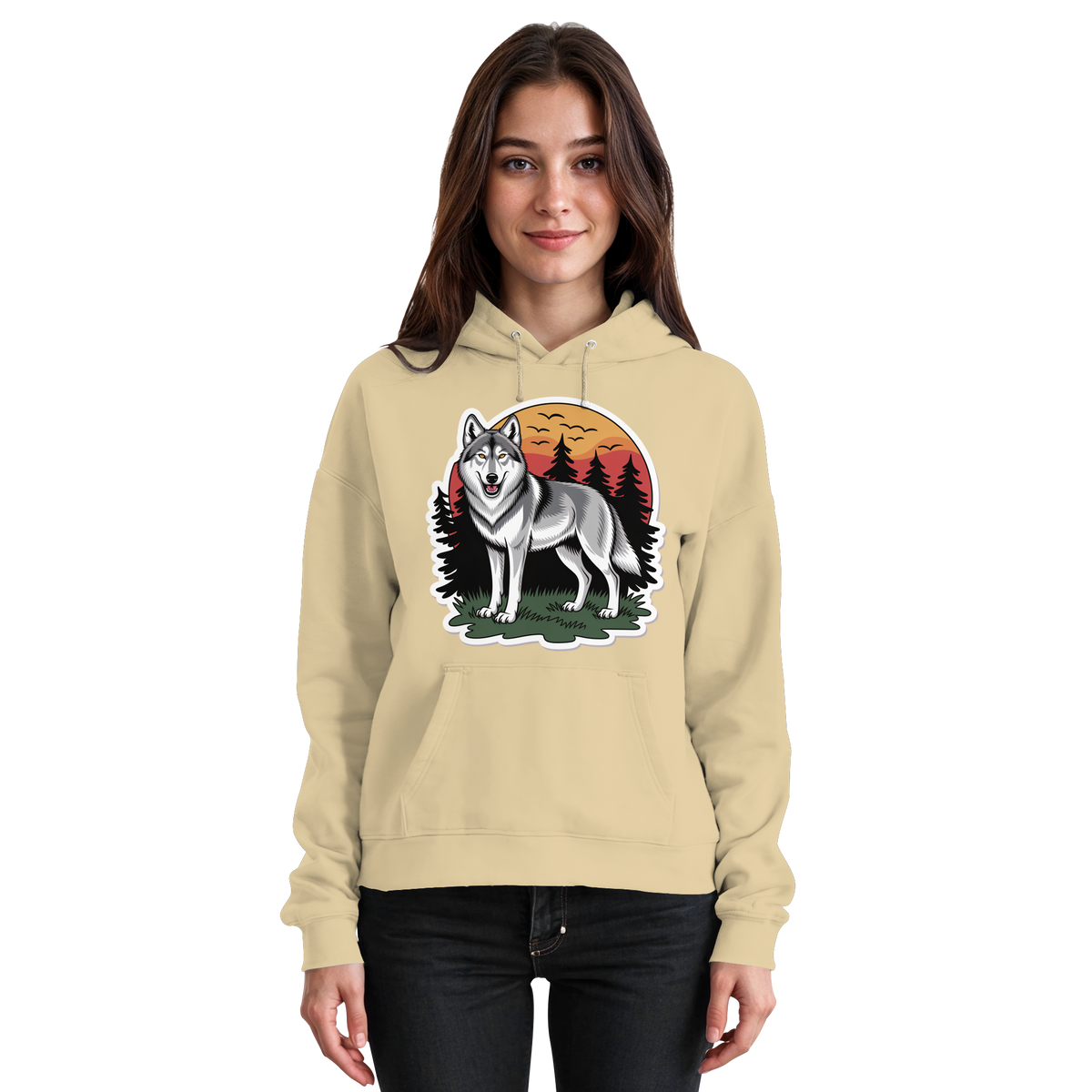 Unisex desert sand hoodie by Arvenzo with a front basic design, soft fabric, and a comfortable fit.