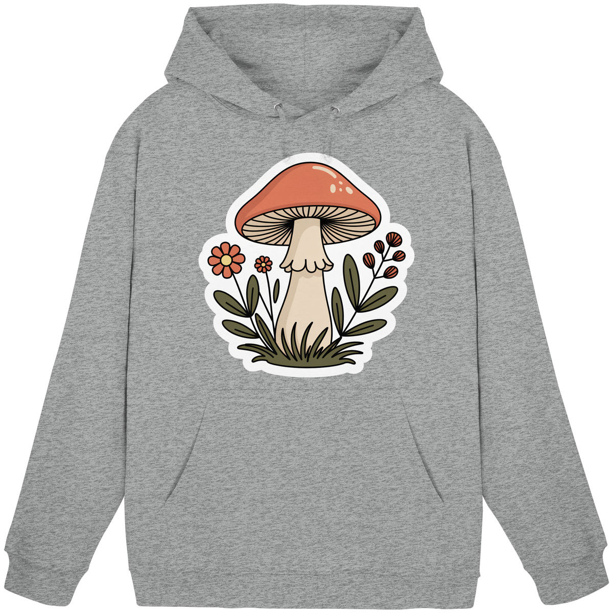 Unisex Heather Grey Still Roots hoodie by Arvenzo, front view showing simple design and comfortable fit.