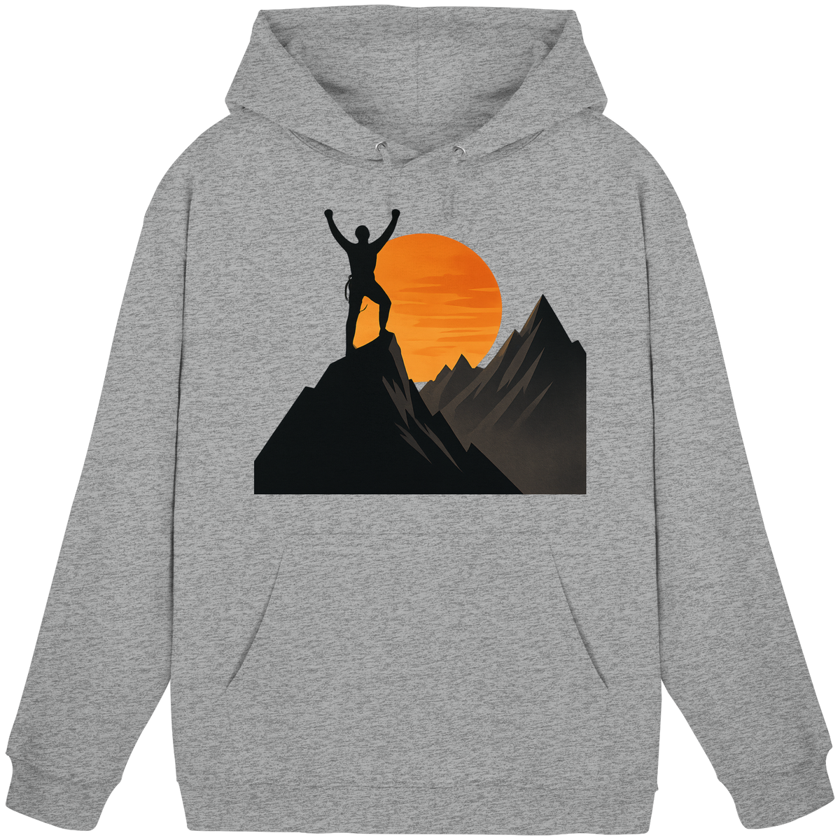 Unisex Heather Grey Arvenzo Bold Ascent Hoodie front view, casual hoodie with a comfortable fit and minimalist design.