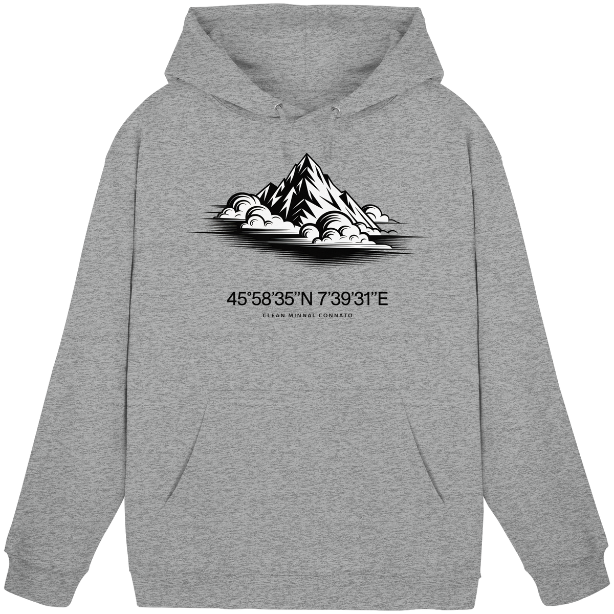 Unisex heather grey Summit Point hoodie by Arvenzo, front view showing a casual, comfortable hoodie with a simple design.