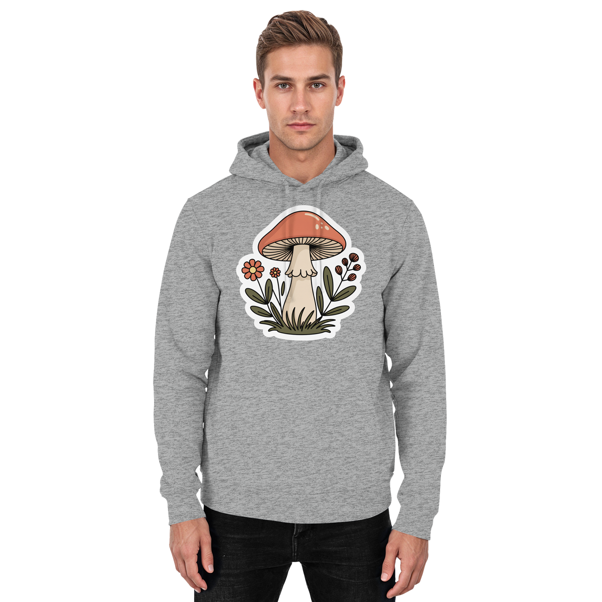 Unisex Heather Grey Arvenzo Still Roots hoodie front view, casual hoodie with simple design and cozy fabric.