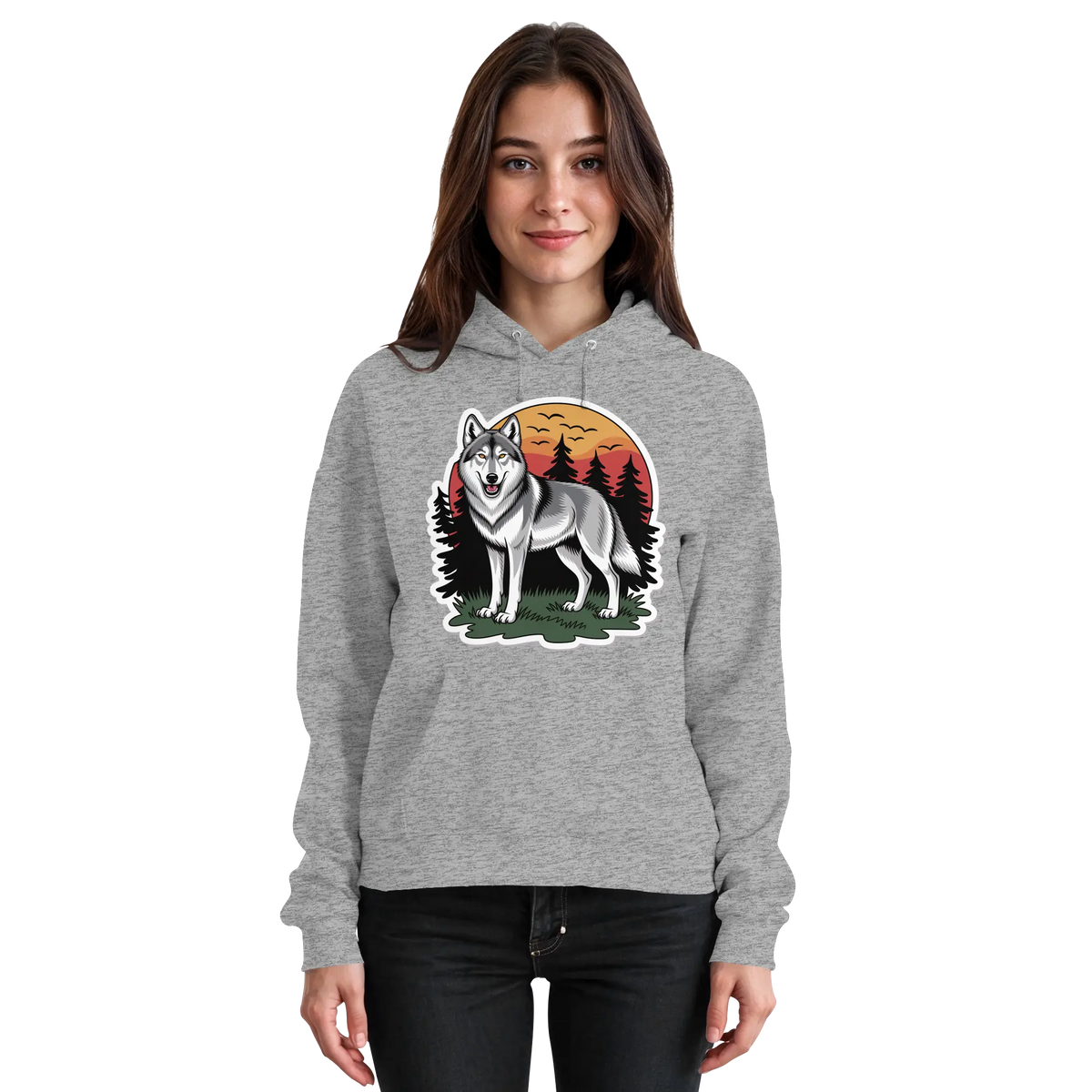 Unisex Heather Grey Arvenzo Lone Dusk hoodie with front design, casual fit, and soft fabric for everyday wear.