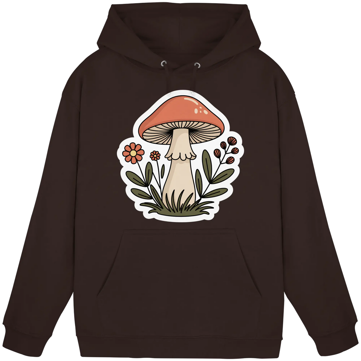 Unisex Still Roots hoodie by Arvenzo in hot chocolate color, front view showcasing a casual, comfortable hoodie design.