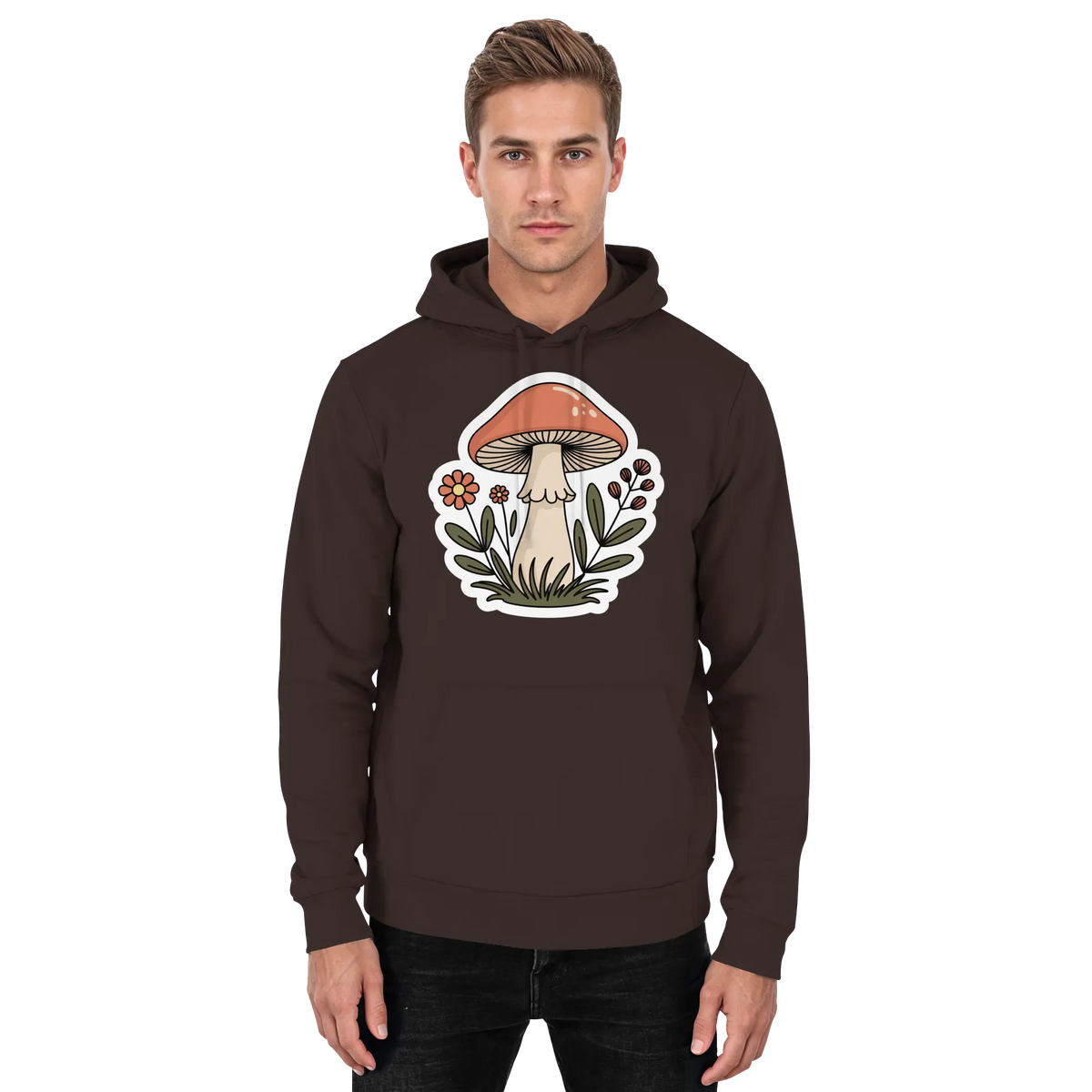 Unisex Still Roots Arvenzo hoodie in hot chocolate color, front view showing soft fabric and classic hoodie design.