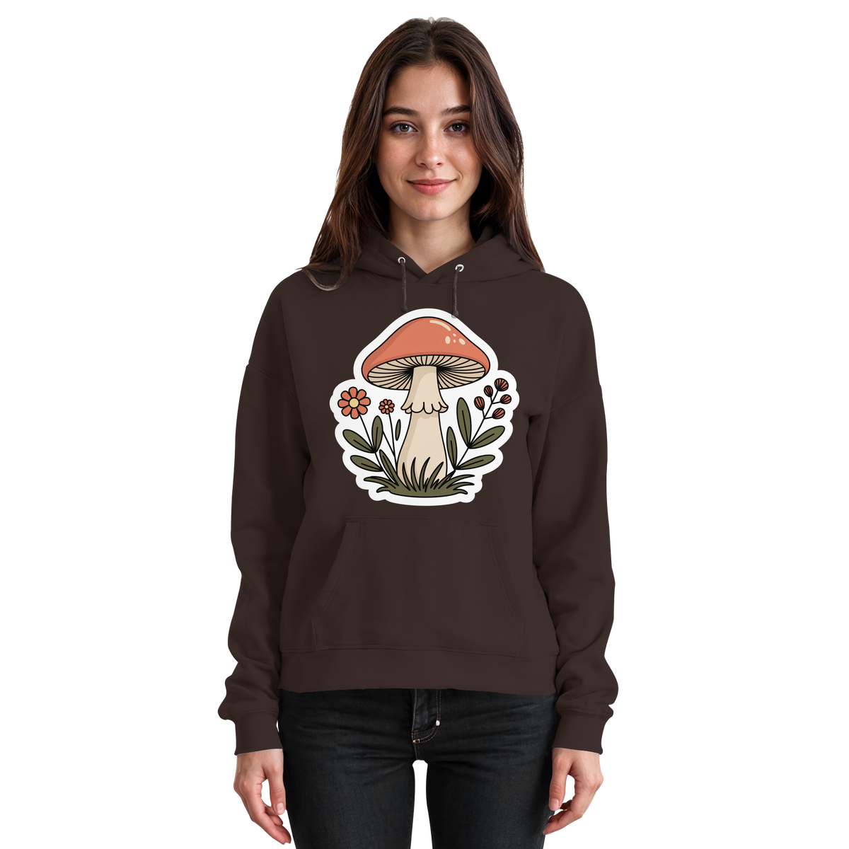 Unisex Still Roots hoodie by Arvenzo in hot chocolate color, front view showing simple design and cozy fabric.