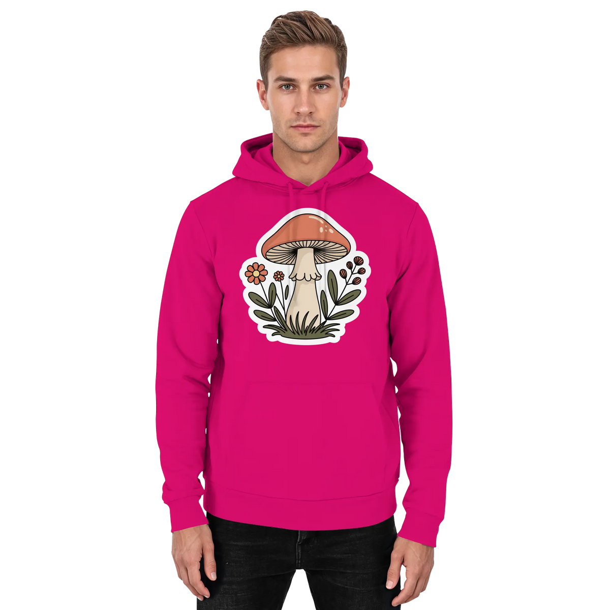 Arvenzo Still Roots unisex hot pink hoodie, front view featuring a simple, stylish design and comfortable fit.