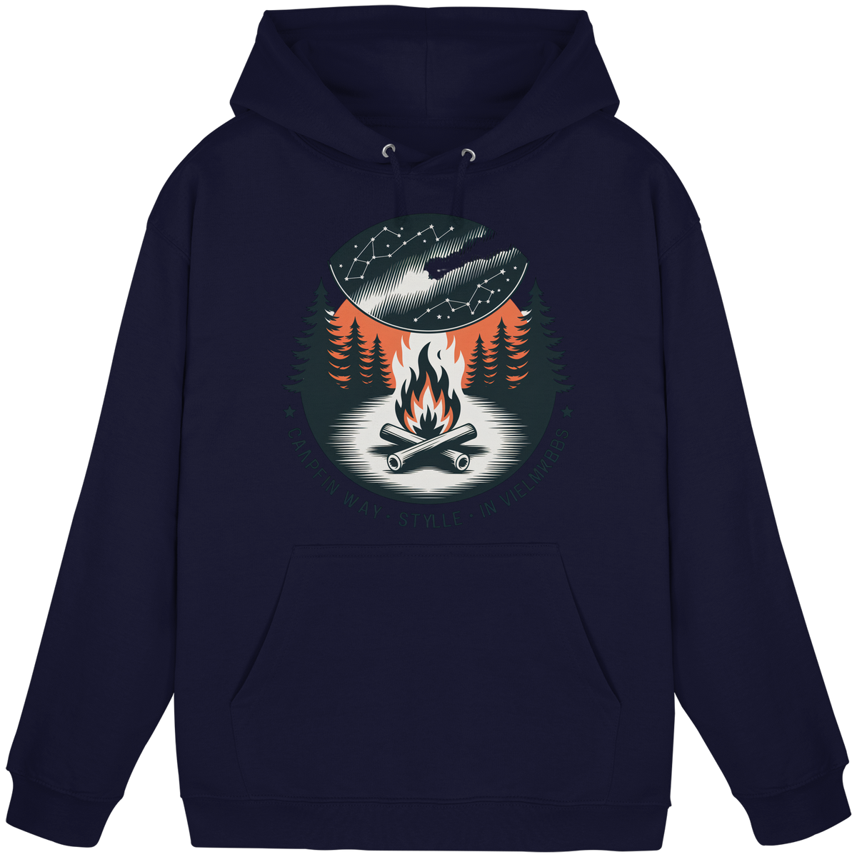Unisex navy Star Map Hoodie by Arvenzo featuring a front design with celestial star map print on a cozy hoodie.