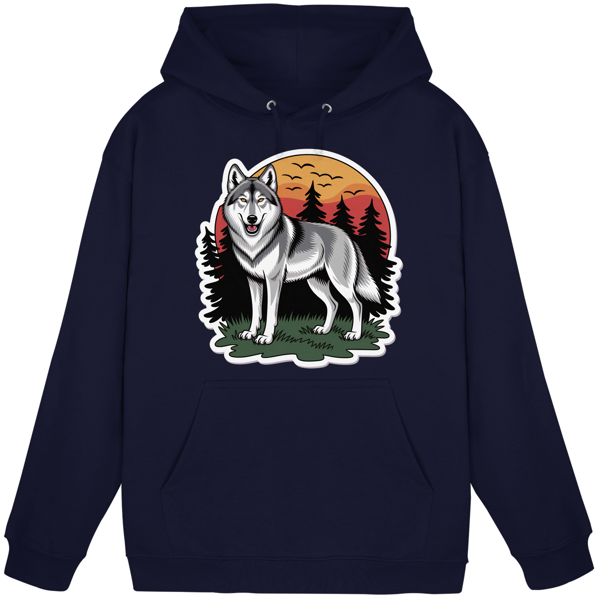 Navy blue unisex hoodie from Arvenzo featuring a front design, casual fit, and soft cotton fabric.